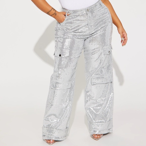 Fashion Nova Pants & Jumpsuits Fashion Nova Glitter Cargo Pants
